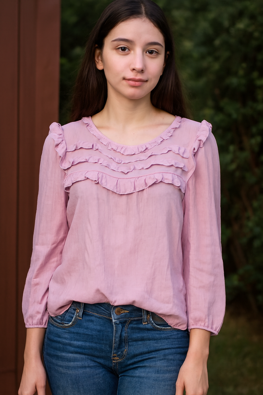 Blusa Rosa con Volantes