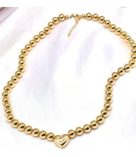 Cadena de balín con dije de corazón