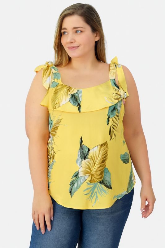 Blusa Tropical Amarilla con Volantes