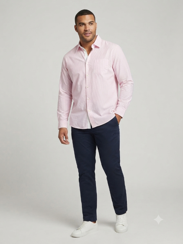 Camisa de manga larga de líneas fucsia