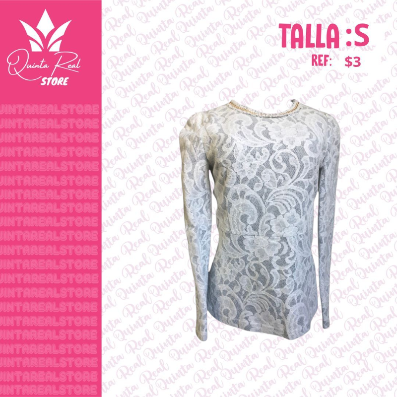 Blusa para dama con encajes manga larga