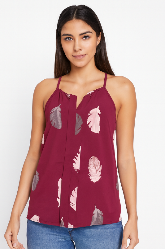 Blusa con estampado de plumas