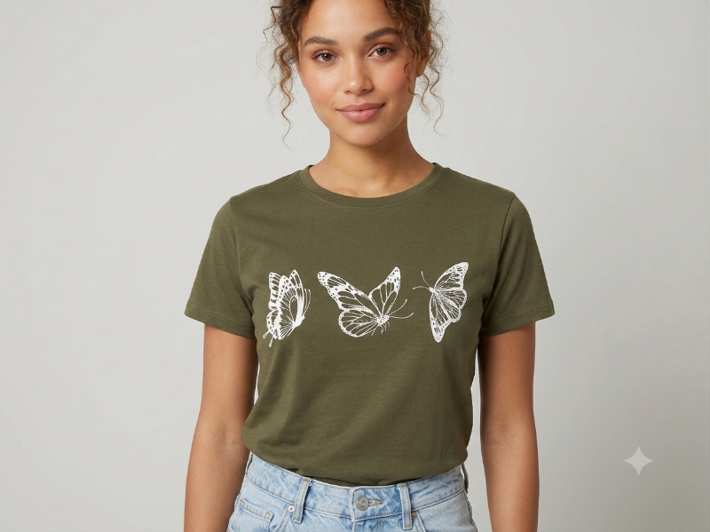 Franela para dama con diseño de mariposas