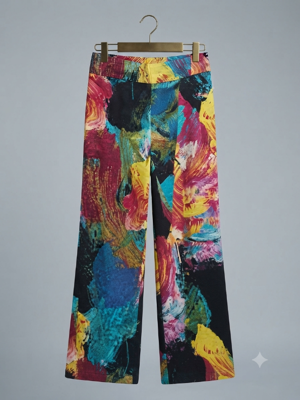 Pantalón de tela diseño multicolor
