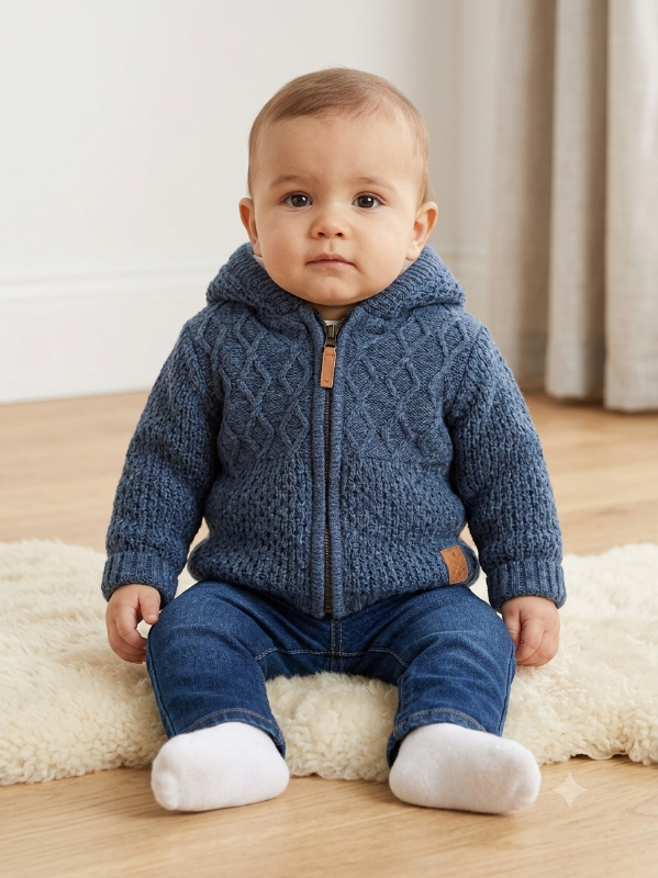 Abrigo para bebe con cierre y capucha