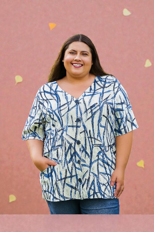 Camisa  manga corta con estampado de líneas