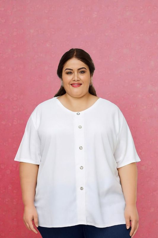 Camisa para Dama manga corta con botones plateados