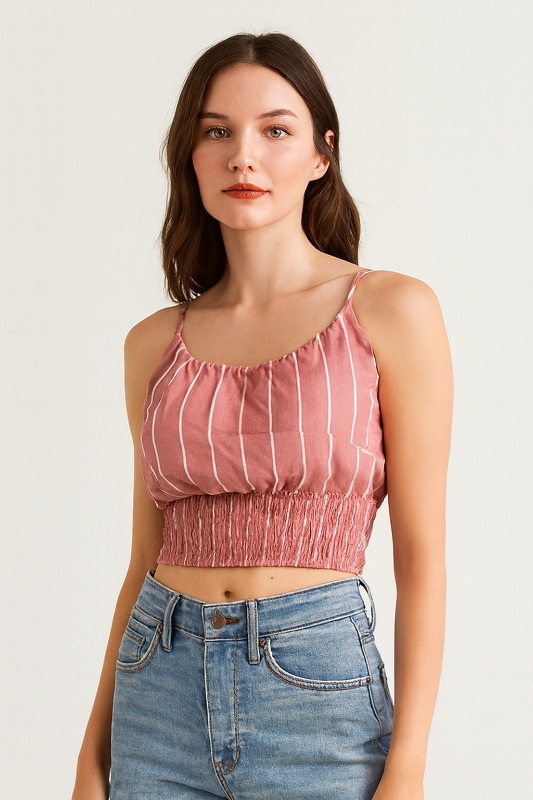 top corto tipo crop top de rayas