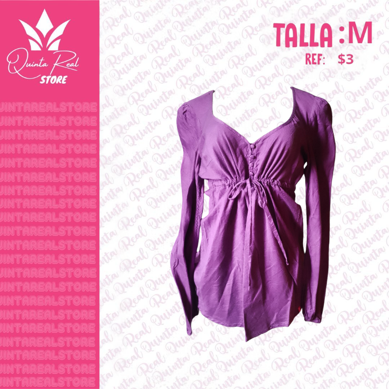 Camisa para dama manga larga con cintura ajustable