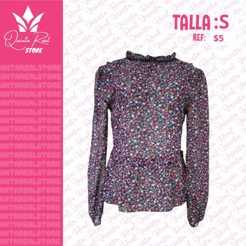 Blusa manga larga transparente de flores