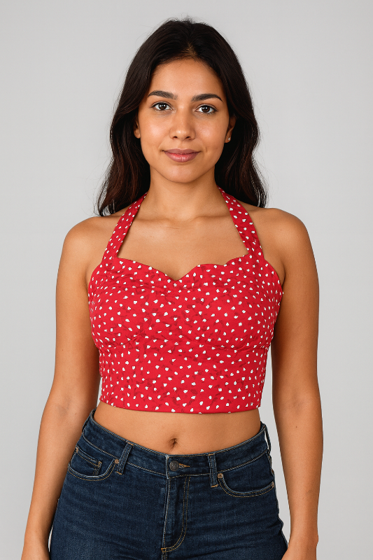 Top rojo con corazones