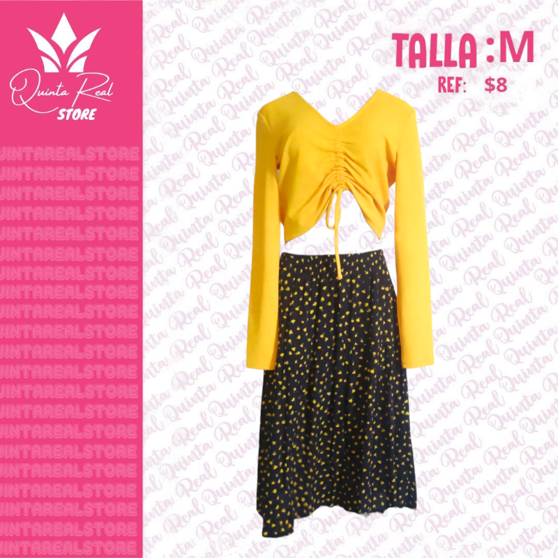 Conjunto de Falda y top para Dama con detalle de Flores
