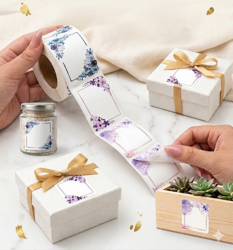 Etiquetas con diseño de flores