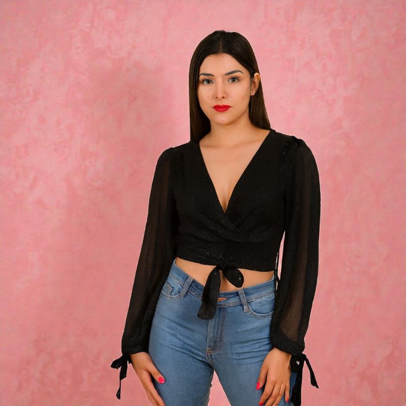 Blusa para Dama corta con manga larga