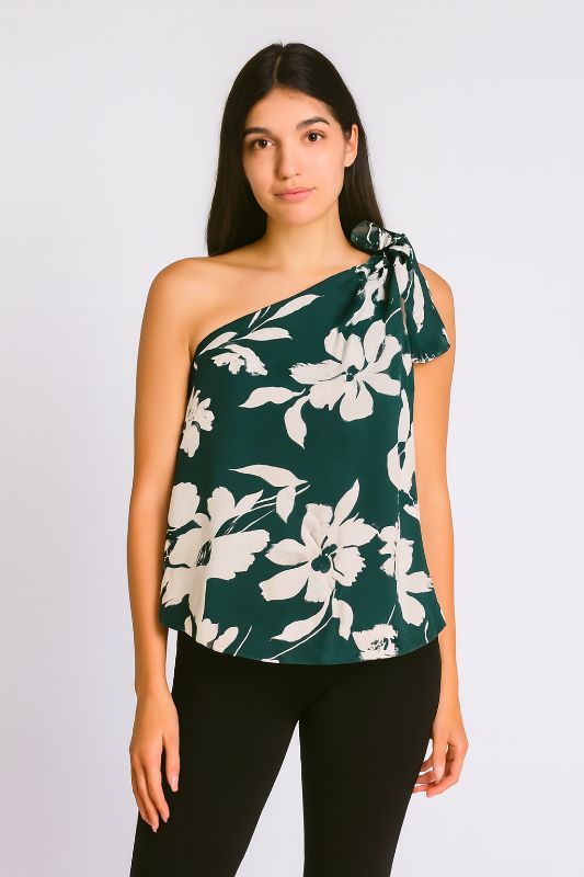 Blusa asimétrica de un solo hombro, con diseño moderno