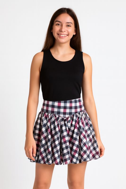 Falda corta de cuadros para Dama