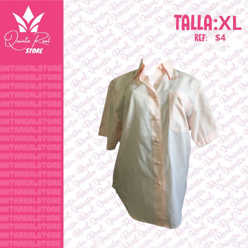 Camisa manga corta con bordado en cuello