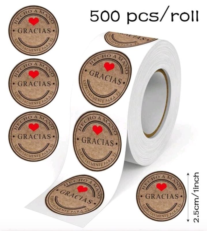 Rollo de Stickers "Hecho a Mano"