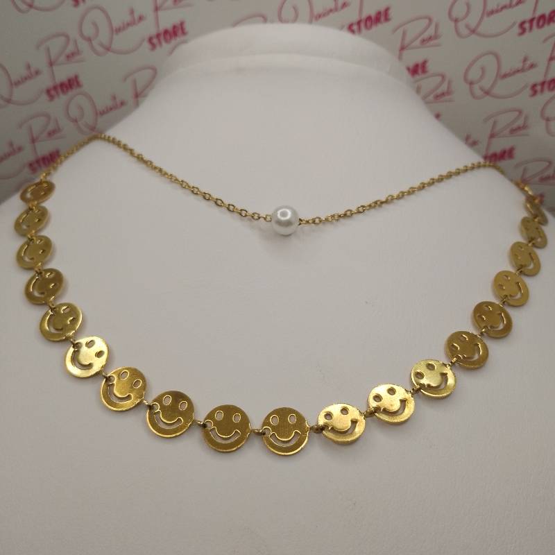 Cadena Doble con diseño de carita feliz