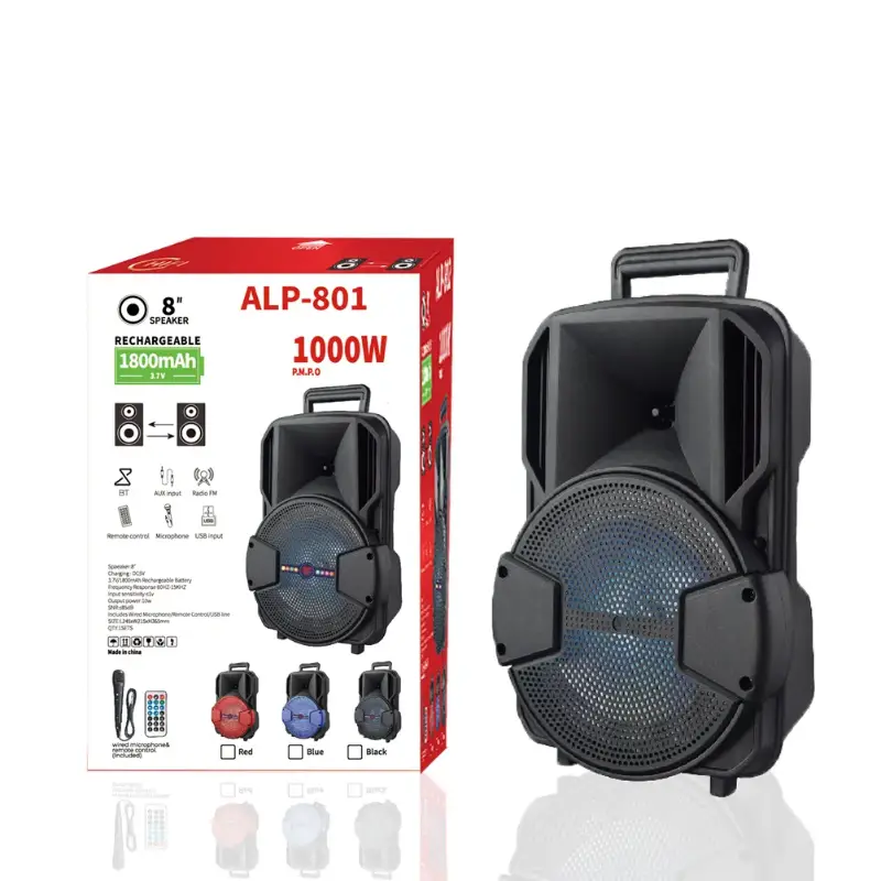 BOCINA DE 8 RECARGABLE CON MICROFONO