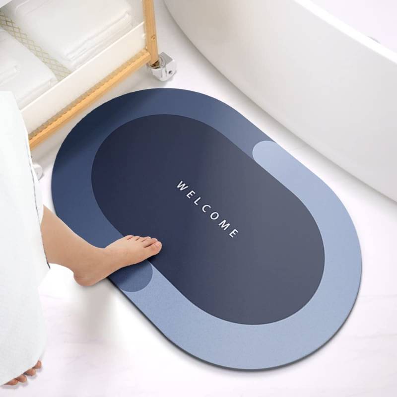 Bathroom Kitchen Door Water Absorption Oval Mat Carpet