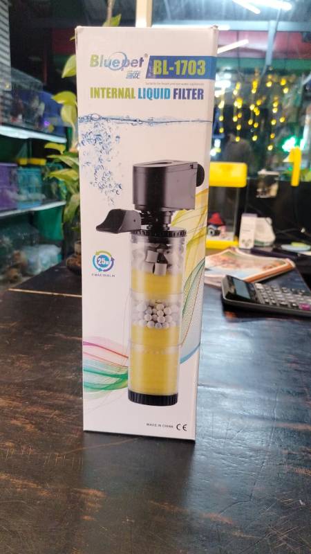 BluePet BL-1703 Internal Liquid Filter
💧 Flow Rate: 650 L/H
⚡ Power: 25 W
🐠 Suitable Tank Size: Up to 2 Feet Aquarium

✅ 3-in-1 Filtration – Mechanical + Biological + Chemical
✅ Keeps Water Crystal Clear & Healthy for Fish
✅ Energy Efficient | Easy Installation | Durable

✨ Perfect Choice for Medium Aquariums!