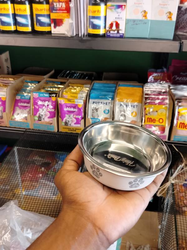 Anti-Skid Stainless Steel Bowls for Puppy and Cat | Food & Water Bowl | Cat Bowl | Gifts for Dogs Birthday | Black & Grey Color Combo, Medium Size - 700ml