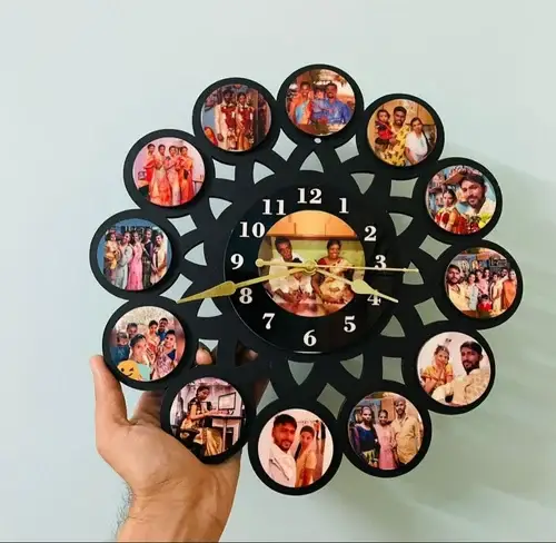 12 Photos Wall Clock Frame