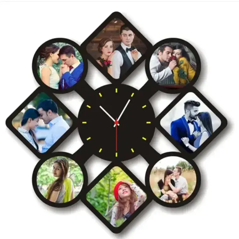 8 Photos Wall Clock Frame
