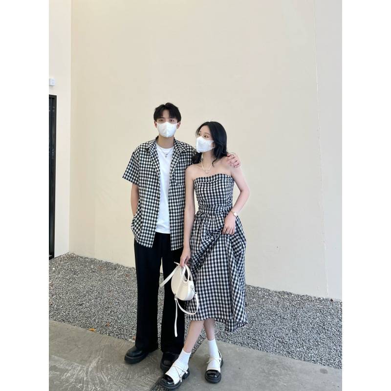 (MP - 15) Đầm caro cúp ngực dáng xòe – Style Hàn Quốc nhẹ nhàng