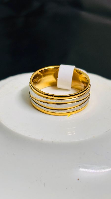 Gold Stripe Line Stainless Steel Ring