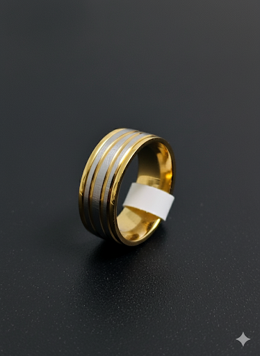 Gold Stripe Line Stainless Steel Ring