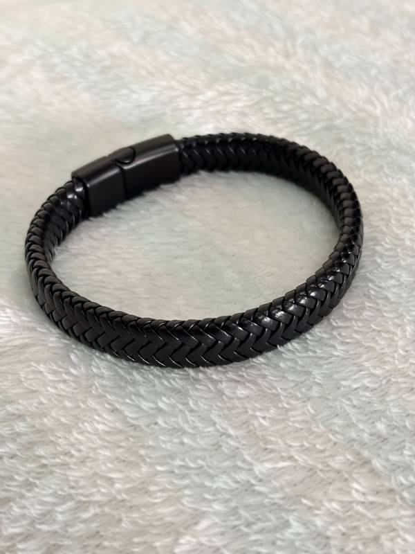 Braided Black Leather Bracelet
