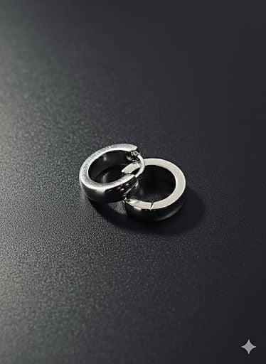 Thick Silver Hoop Earrings