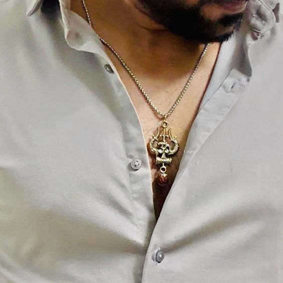 Rudraksh Trishul Rolo Box Necklace