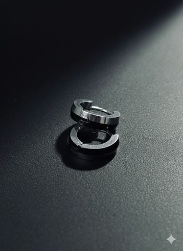 Trendy Silver Black Mix Hoop Earrings