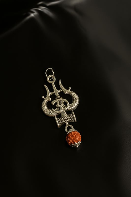Rudraksh Trishul Rolo Box Necklace