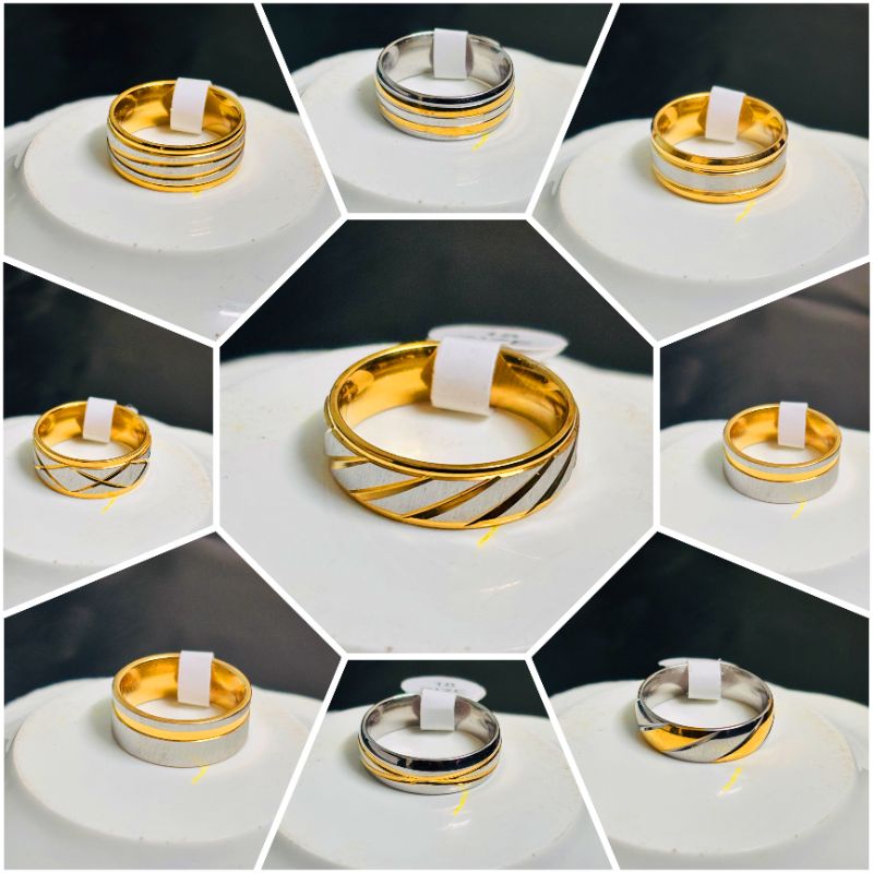 Gold Stripe Line Stainless Steel Ring