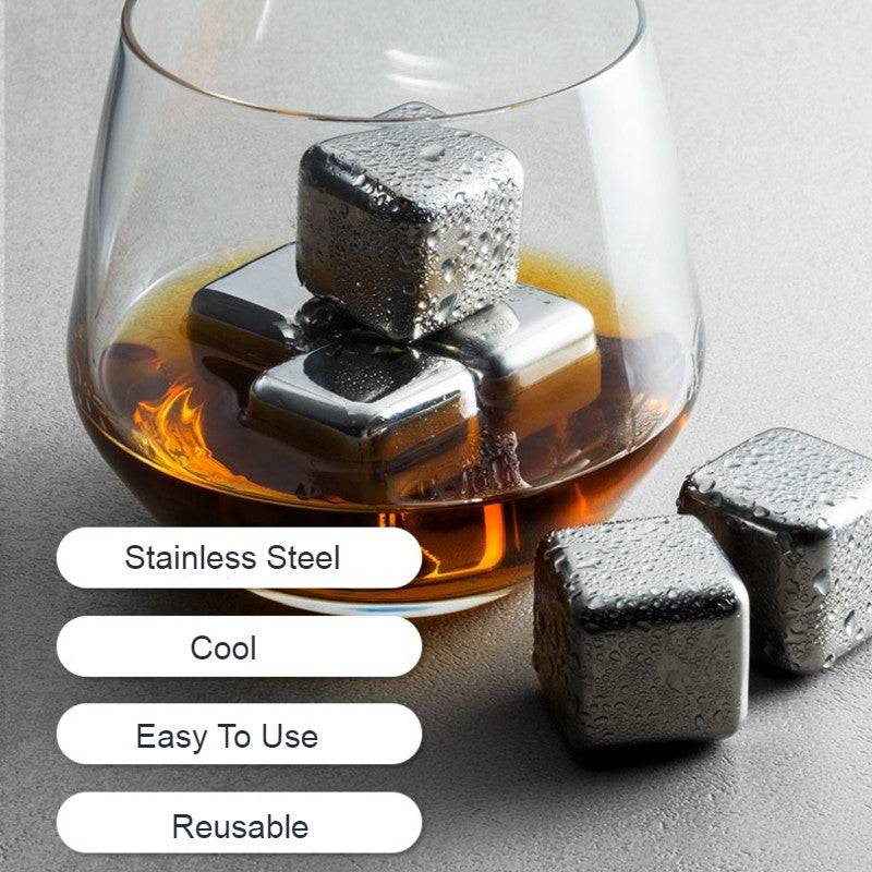 Stainless Steel Ice Cubes – Set of 4 (reusable(
