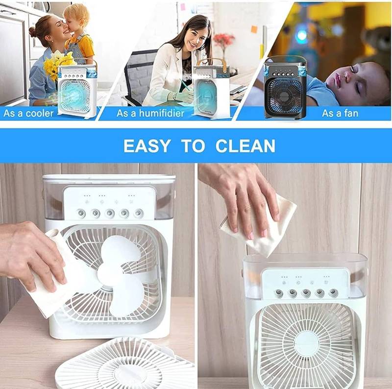 Mini Air Cooler – Portable 3-in-1 Fan with LED Lights