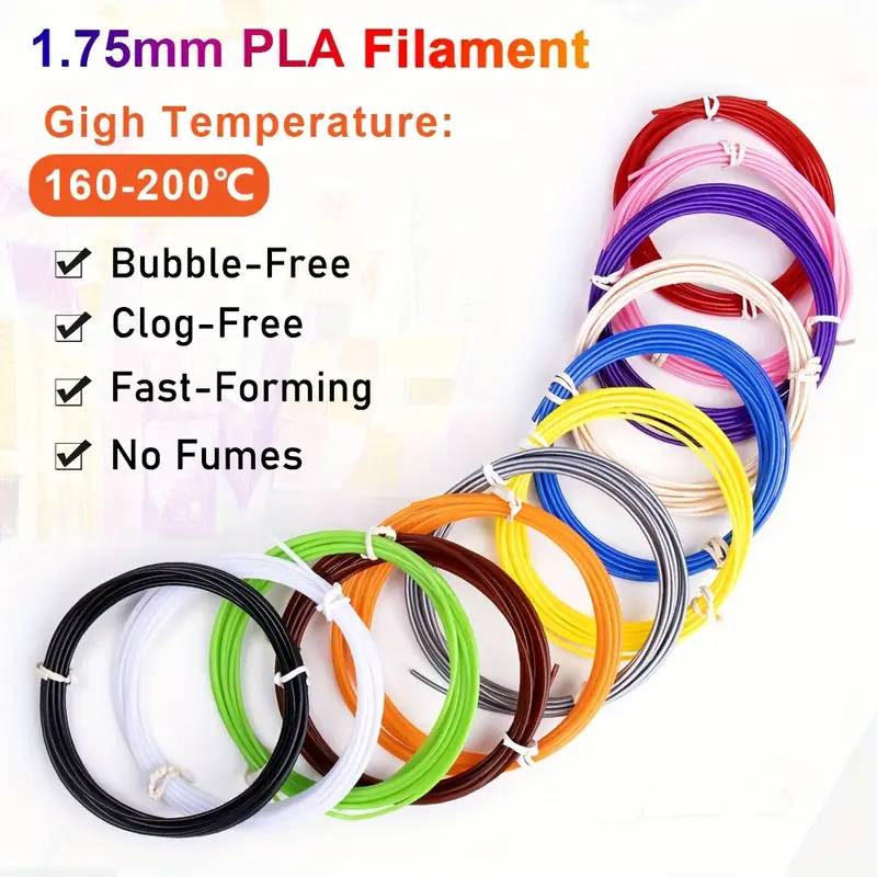 PLA Filament Set for 3D Pen – 10 Colors × 5m Each (Total 50m, Pink Included)