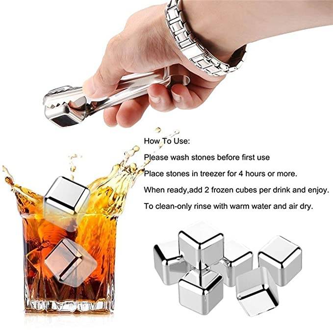 Stainless Steel Ice Cubes – Set of 4 (reusable(