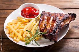 Pork ribs and fries