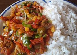 White rice and sauce
