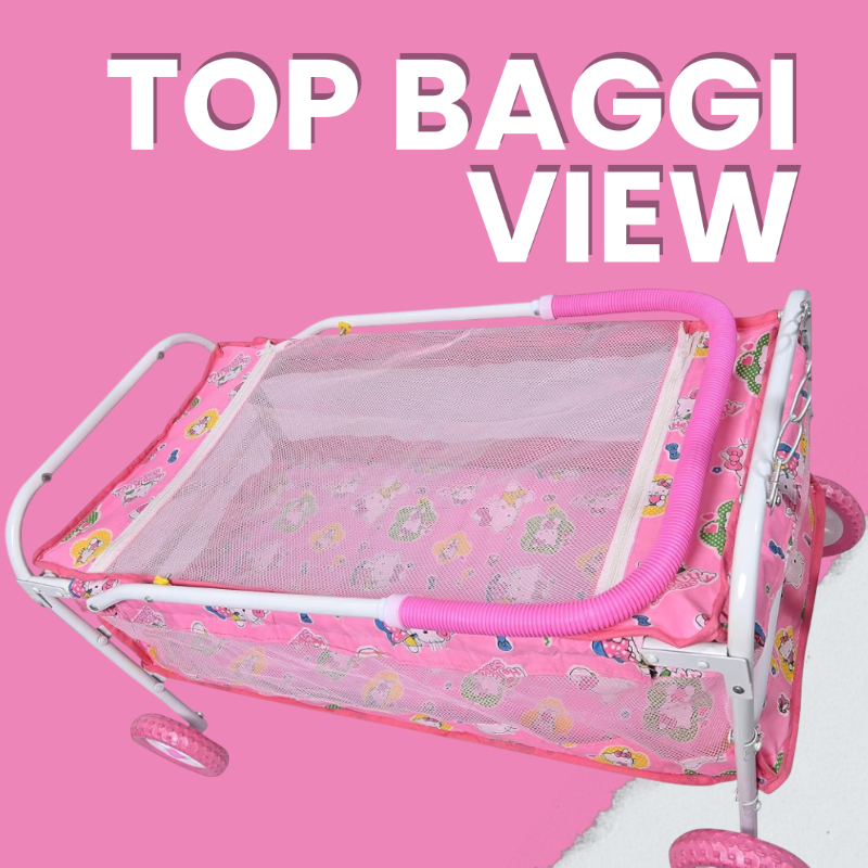 Rubber wheel Baby Coated Cradle