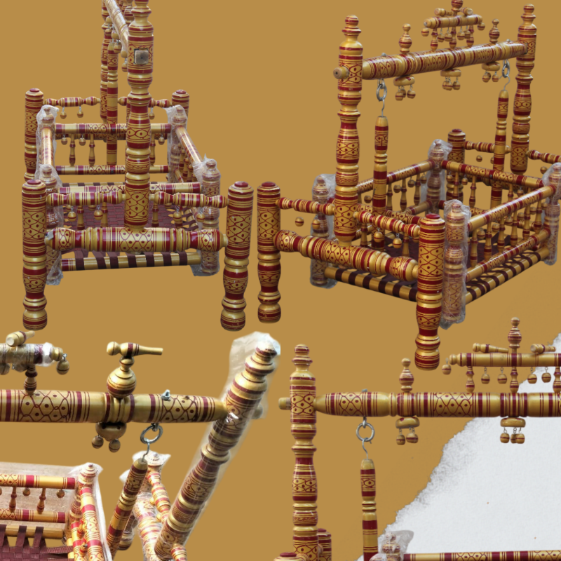 Wooden Balmukut Traditional Cradle Raja