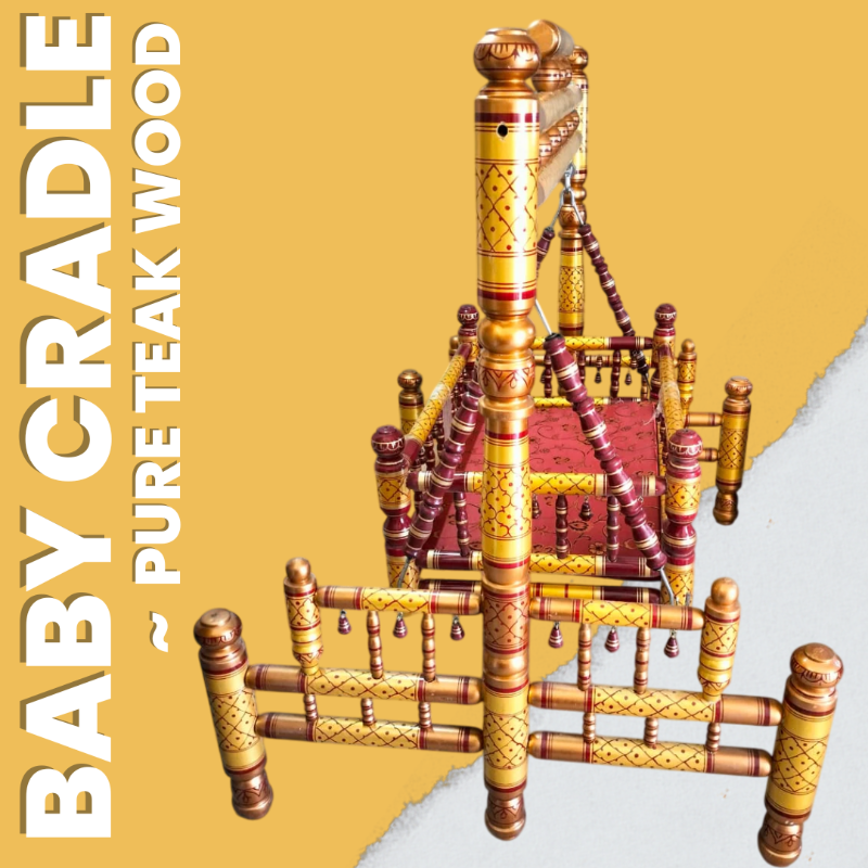 Wooden Pure Teak Wood Big Cradle (Raj-gharana)