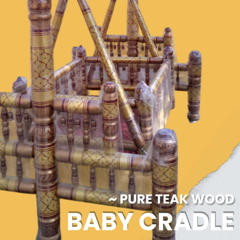 Wooden Pure Teak Wood Big Cradle (Raj-gharana)