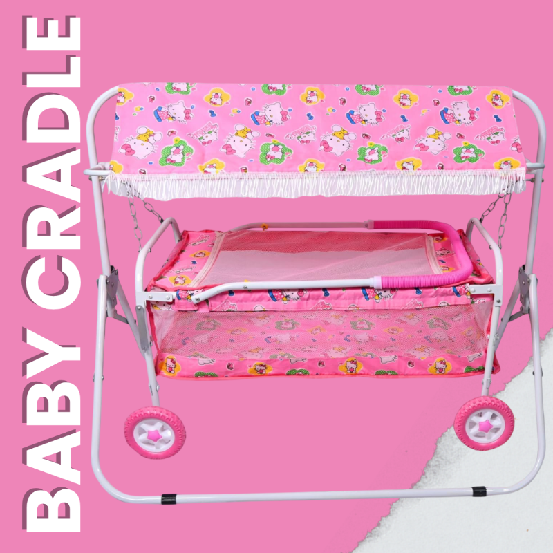 Rubber wheel Baby Coated Cradle
