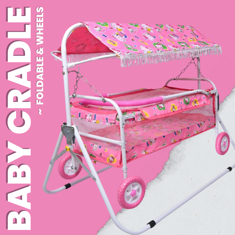Rubber wheel Baby Coated Cradle